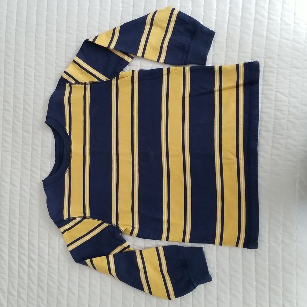 Carter's boys long sleeve tshirt, size 5, navy/gold striped